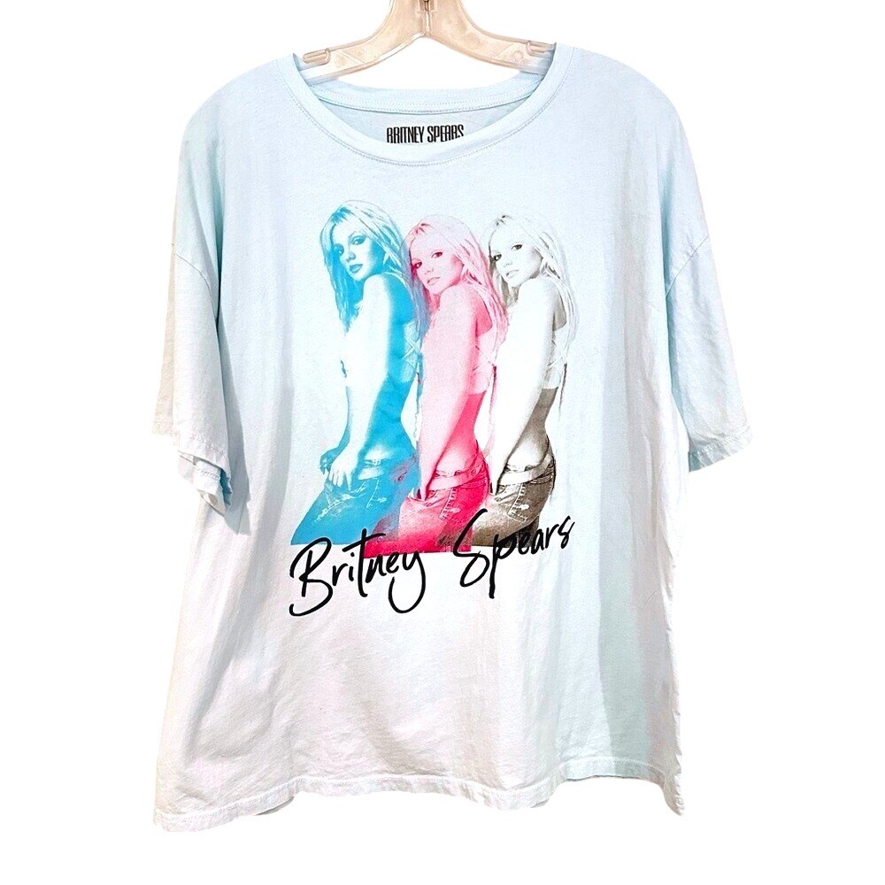 Britney Spears Concert Tshirt Tee Women's XL Light Blue Festival 100% Cotton